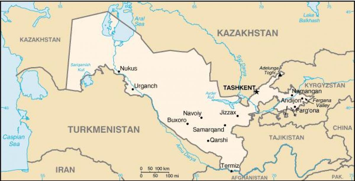 ウズベキスタンの都市地図 地図のウズベキスタンの都市 中央アジア アジア