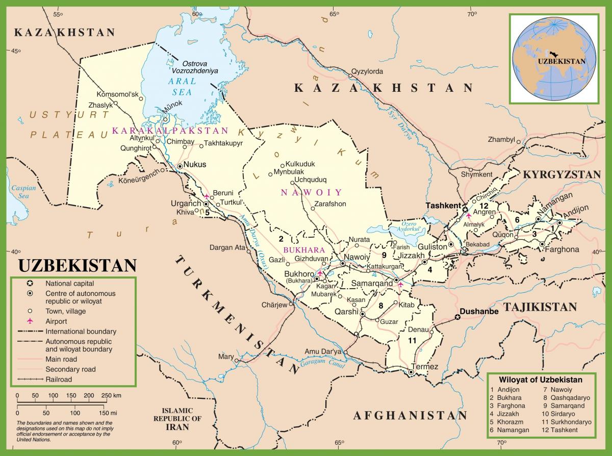 地図のウズベキスタン政治 