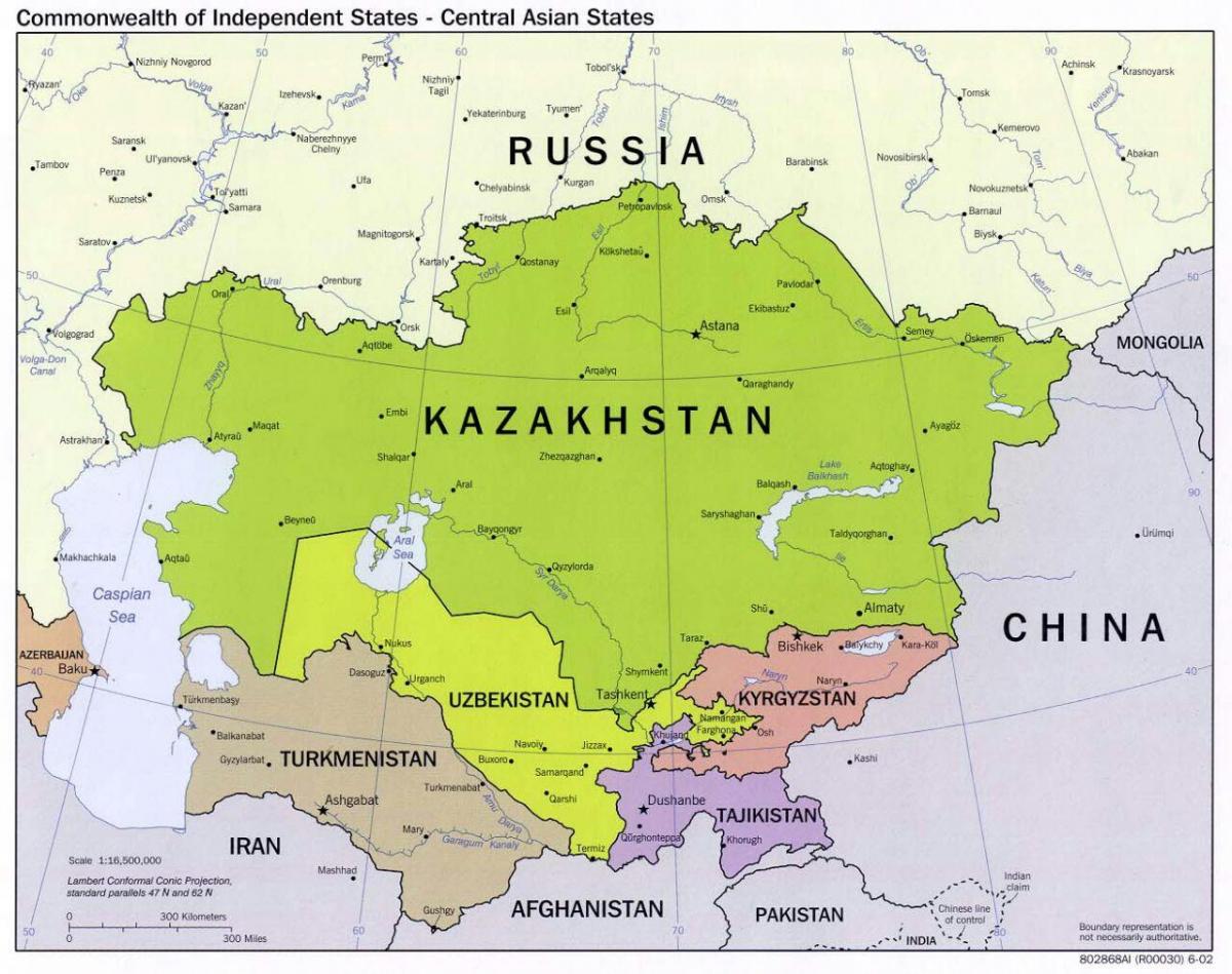 ウズベキスタンがロシアの地図