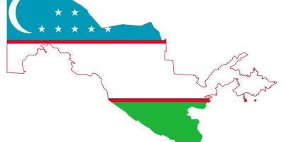 地図のウズベキスタンのフラグ 