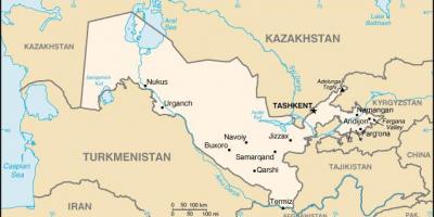 地図のウズベキスタンの都市