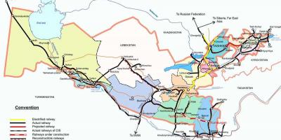 ウズベキスタン鉄道の地図